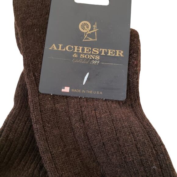 Alchester Giorgio Brown Socks Cashmere Wool Blend Mens Luxury Crew Dress L 10-13 - Picture 2 of 4